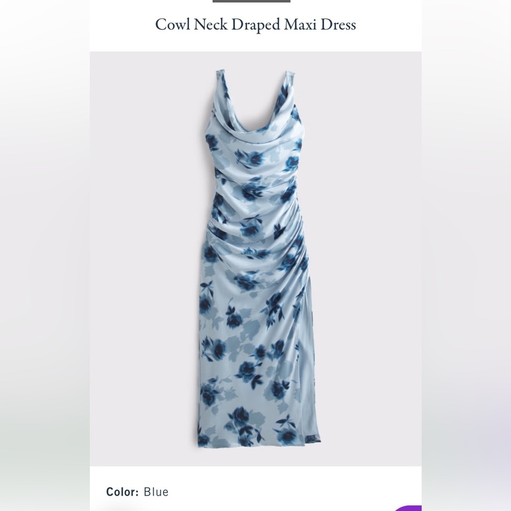 Abercrombie & Fitch Cowl-Neck Blue Floral Maxi Dress